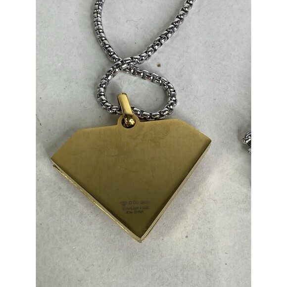 DC Comics Superman Stainless Steel Brush Gold Plated Pendant 22in Necklace Chain - Picture 3 of 4